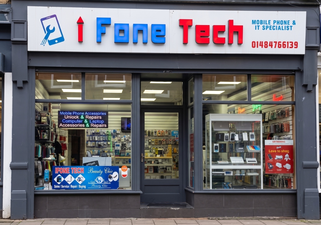 iFonetech shop front on Cross Church St, Huddersfield